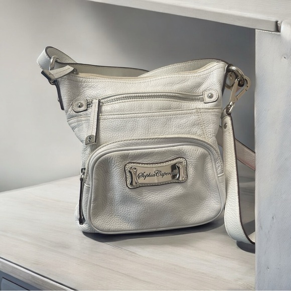 White Leather Crossbody Bag - Picture 1 of 6